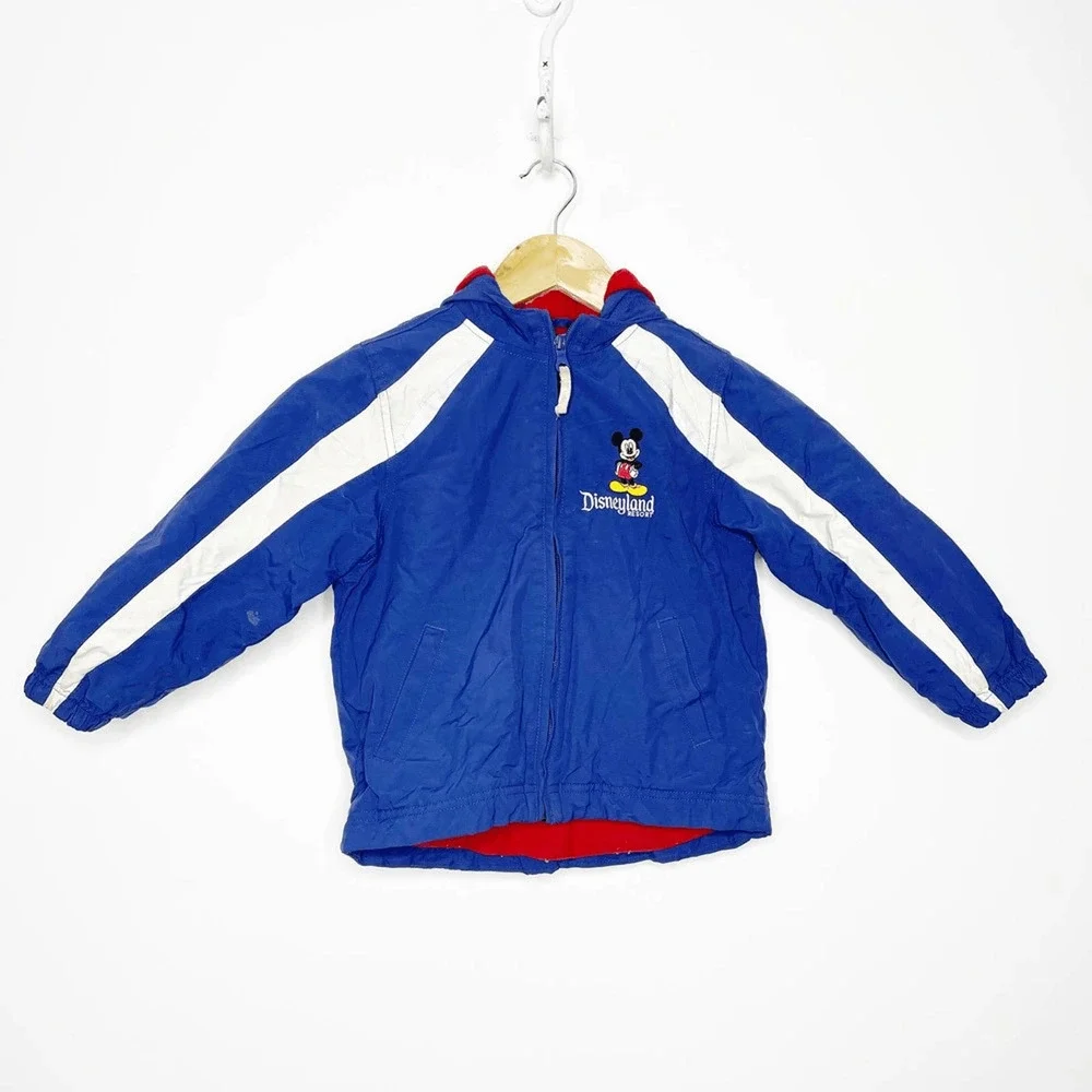 Disney Disneyland Fleece windbreaker hooded jacket hooded Mickey mouse XS 4-5